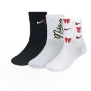 Nike Kids Socks - Black, Gray, White with Red Accents